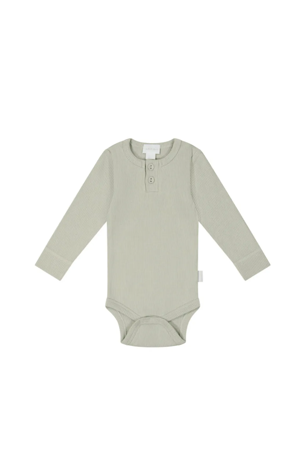 Organic Cotton Fine Rib Long Sleeve Bodysuit - Mist
