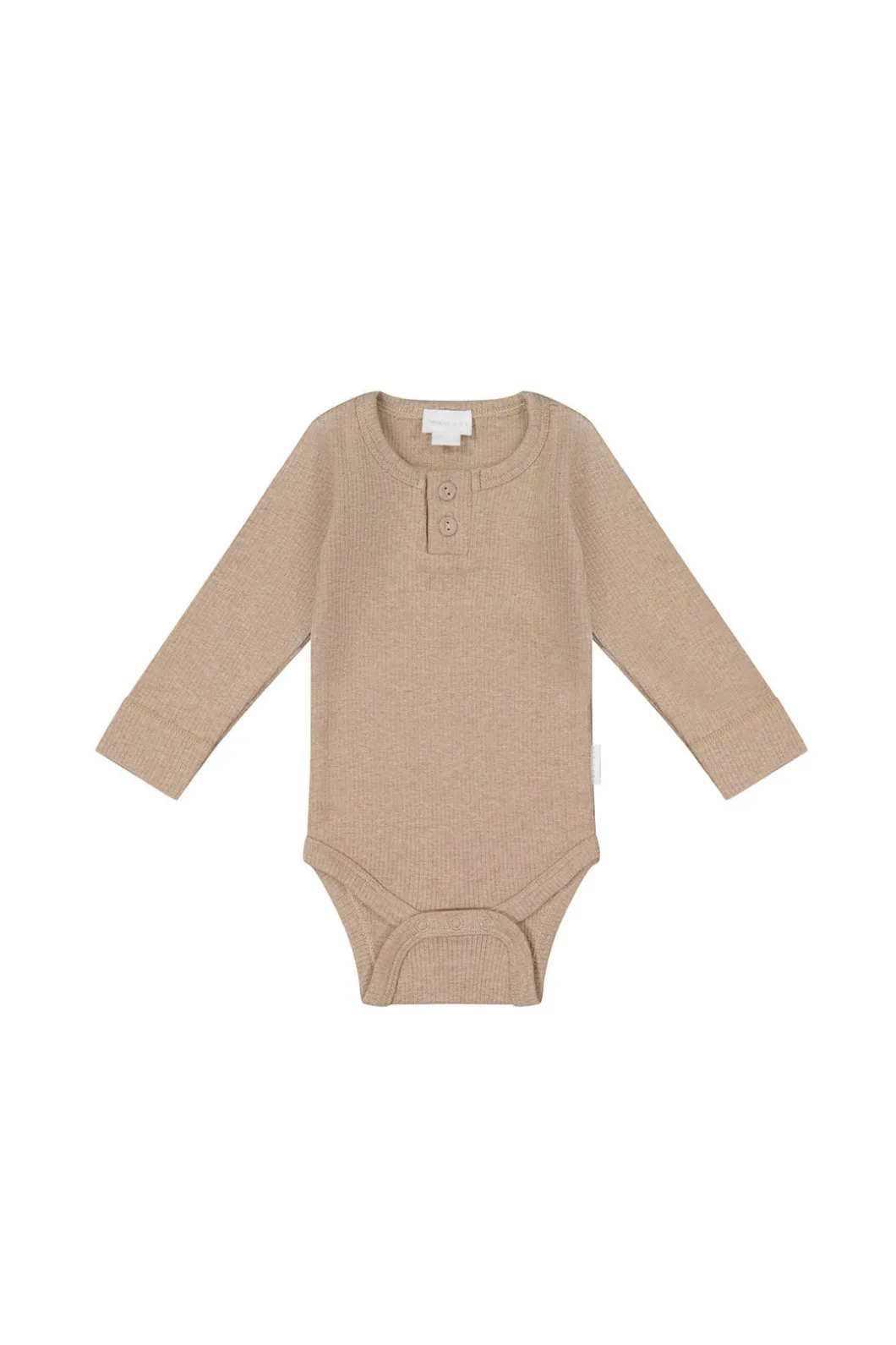 Organic Cotton Fine Rib Long Sleeve Bodysuit - Sable Marle