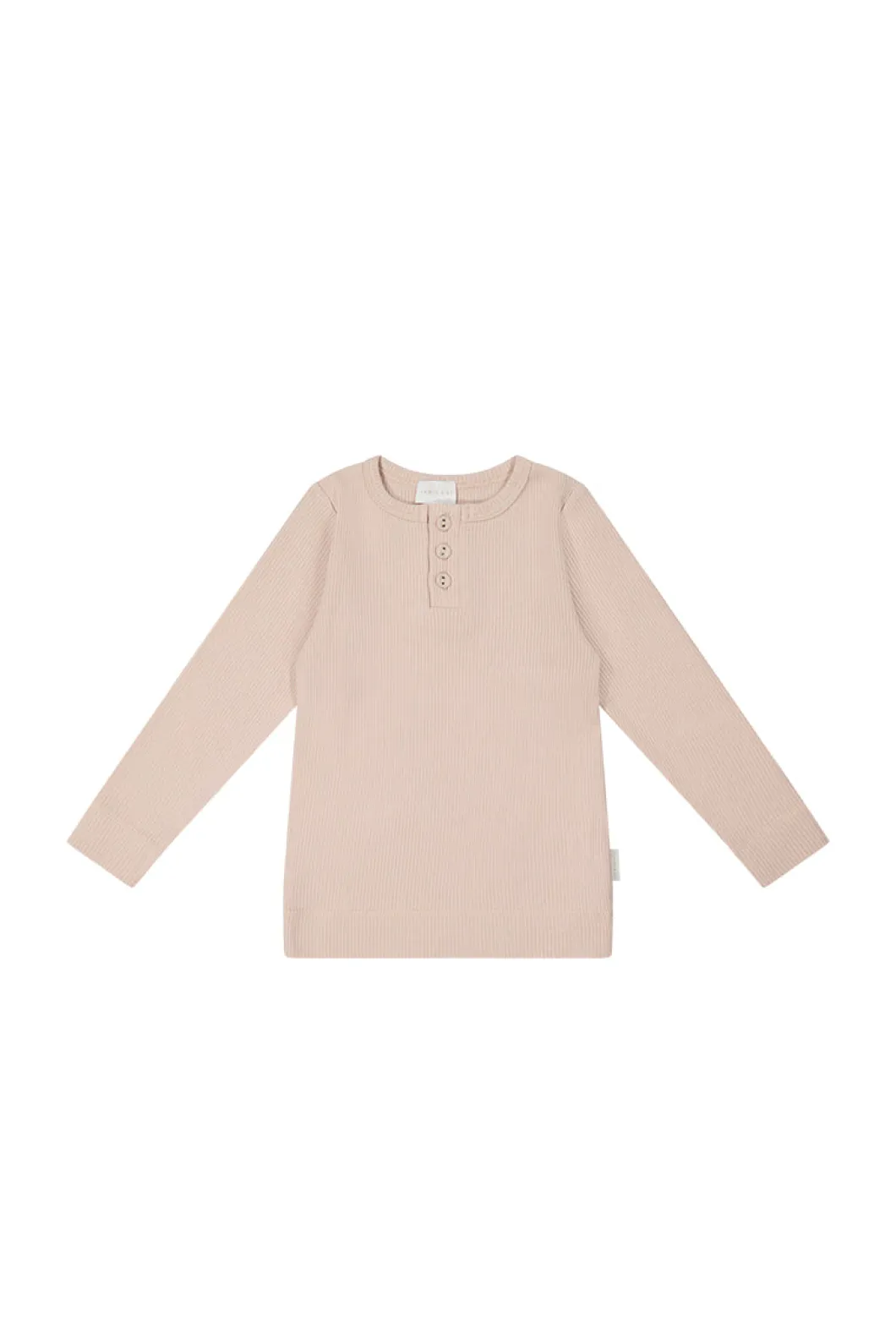 Organic Cotton Fine Rib Long Sleeve Henley - Pillow