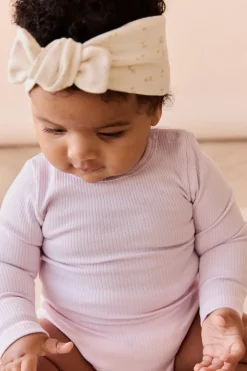 Organic Cotton Fine Rib Long Sleeve Bodysuit - Popsicle
