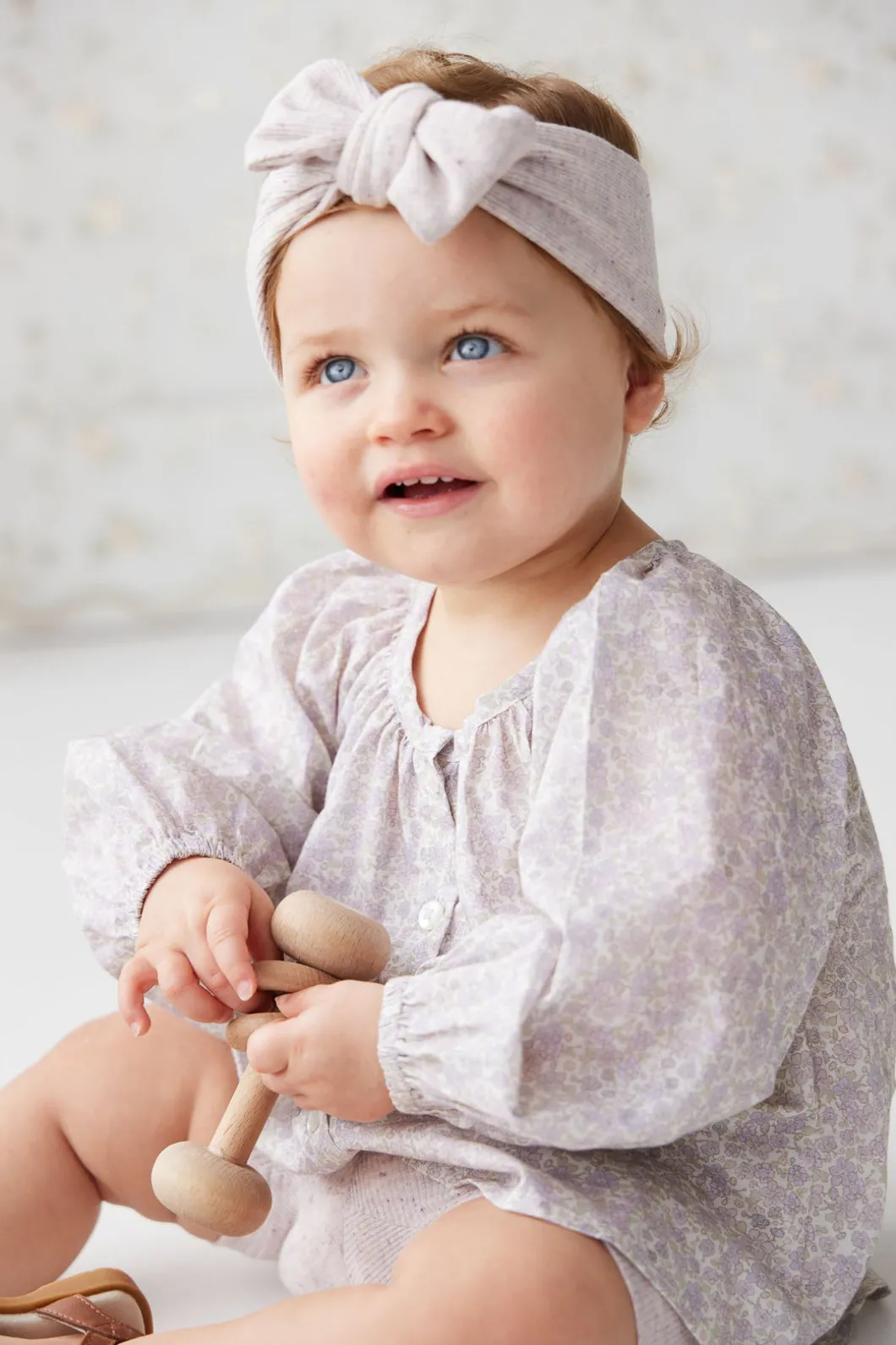 Organic Cotton Fine Rib Lilian Headband - Lavender Fleck