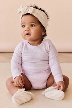 Organic Cotton Fine Rib Long Sleeve Bodysuit - Popsicle