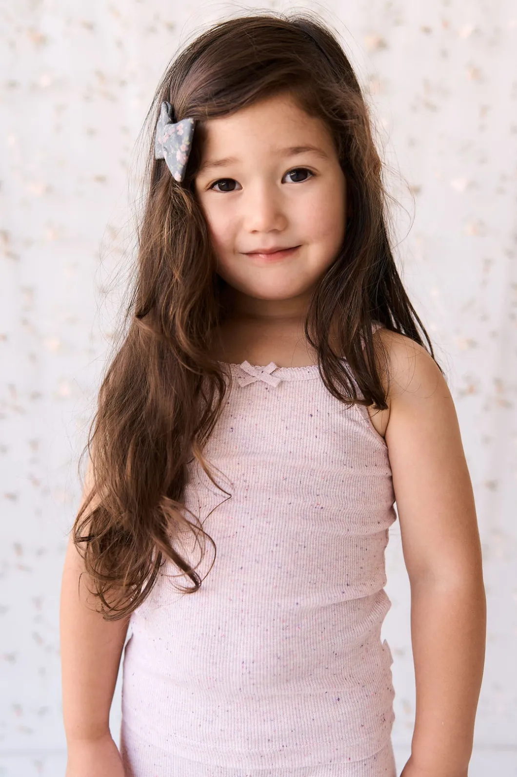 Organic Cotton Fine Rib Singlet - Tulip Fleck