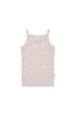 Organic Cotton Fine Rib Singlet - Tulip Fleck