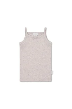 Organic Cotton Fine Rib Singlet - Lavender Fleck
