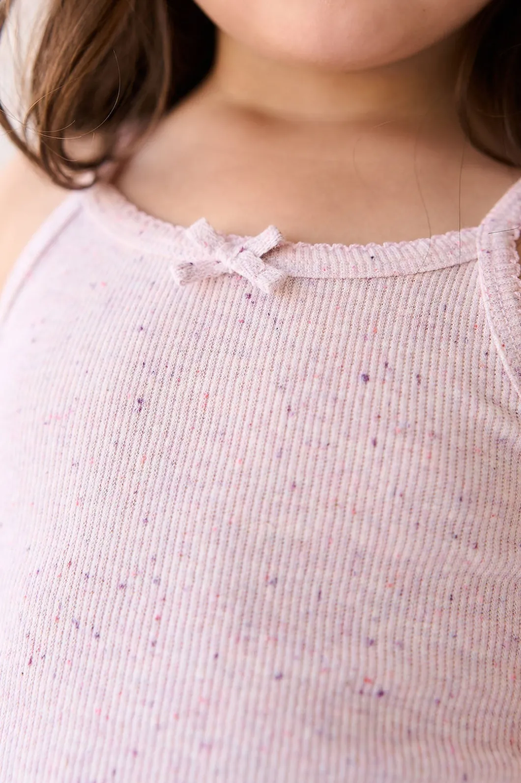 Organic Cotton Fine Rib Singlet - Tulip Fleck