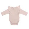Organic Cotton Fleur Long Sleeve Bodysuit - Shell Pink