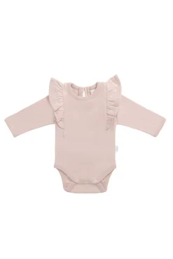 Organic Cotton Fleur Long Sleeve Bodysuit - Shell Pink