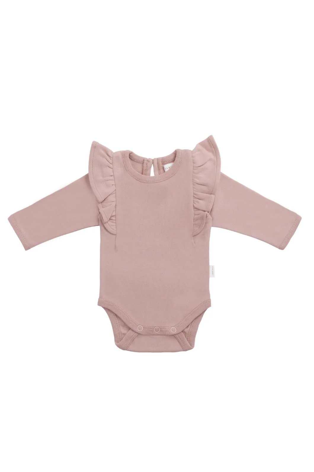 Organic Cotton Fleur Long Sleeve Bodysuit - Powder Pink