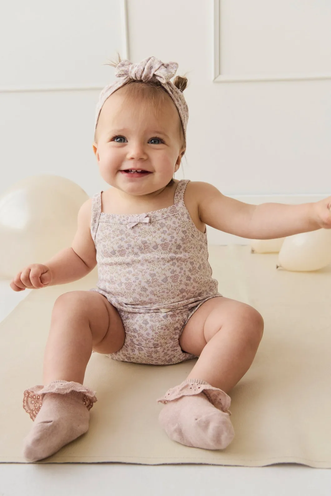 Organic Cotton Frill Bloomer - Amber Floral Lilac Ash