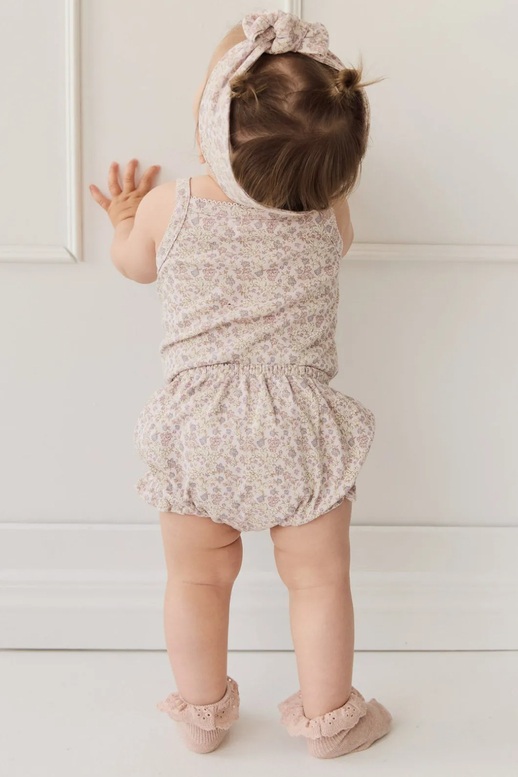 Organic Cotton Frill Bloomer - Amber Floral Lilac Ash