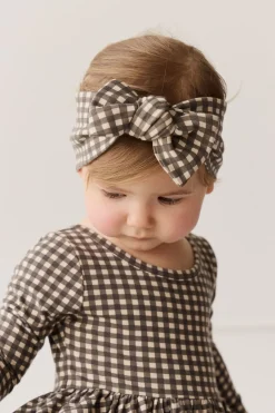 Organic Cotton Headband - Mini Gingham Bistre