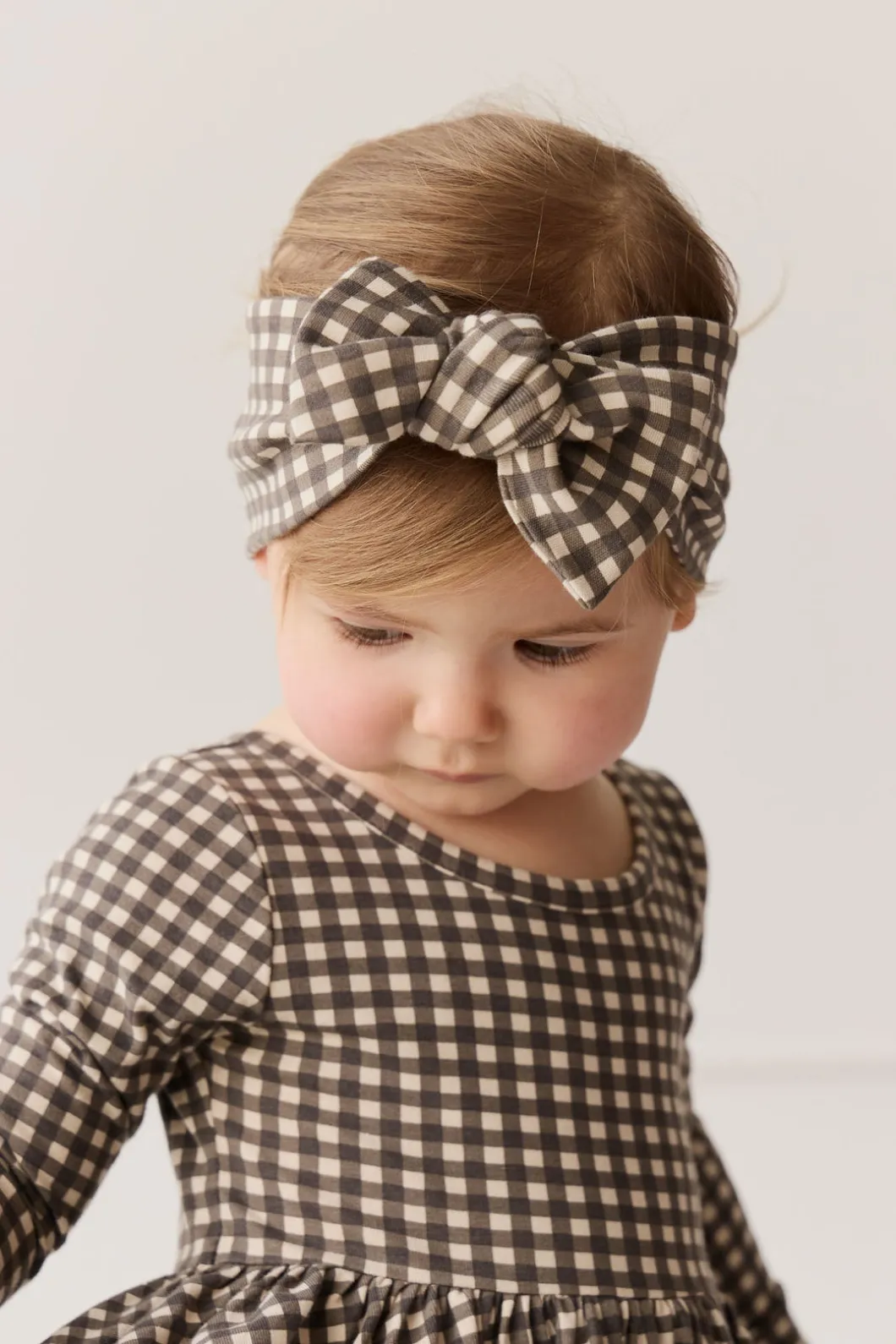 Organic Cotton Headband - Mini Gingham Bistre