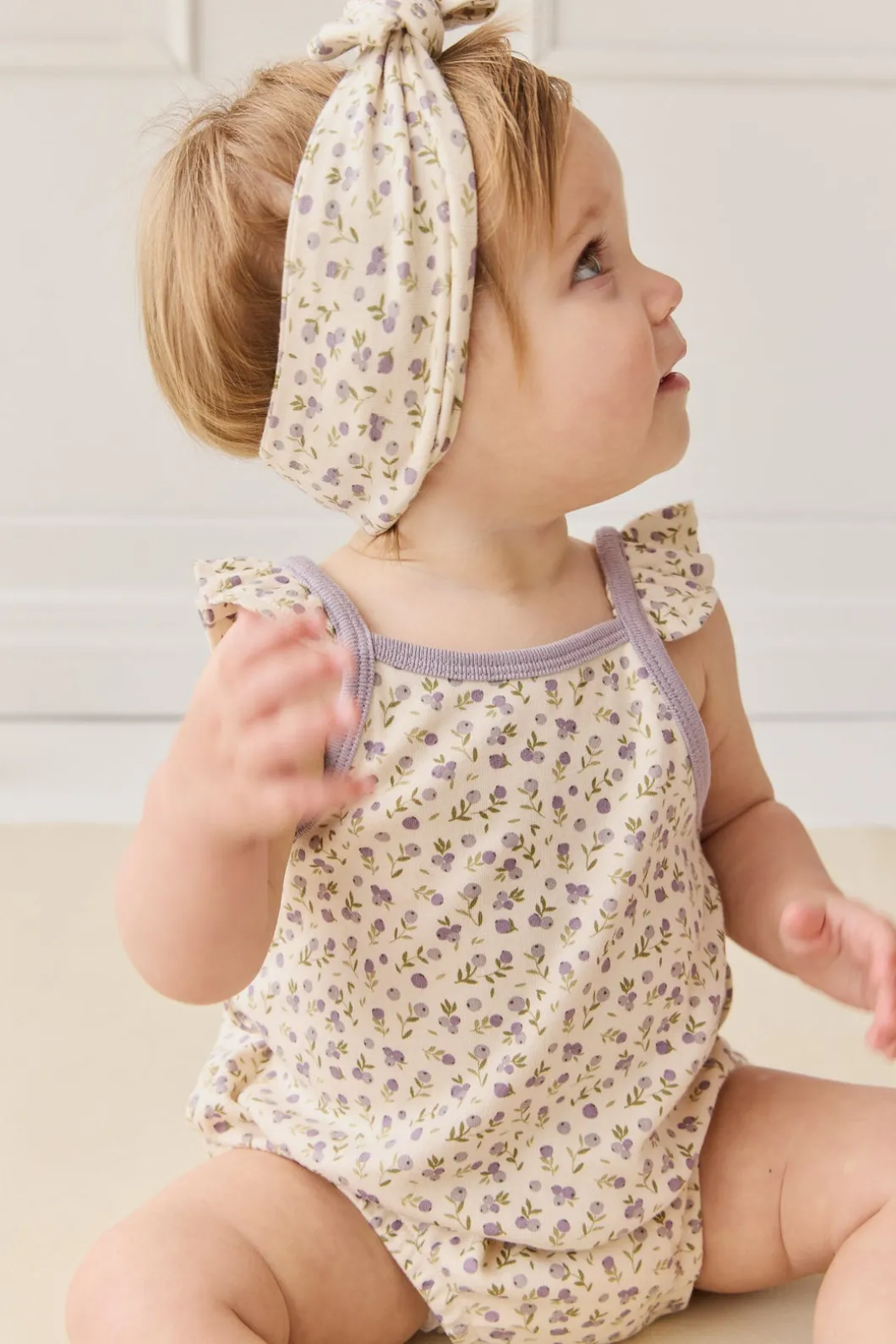 Organic Cotton Headband - Blueberry Field Raindrops