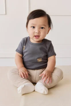 Organic Cotton Hudson Short Sleeve Bodysuit - Bobbie Bears Black Oyster