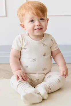 Organic Cotton Hudson Short Sleeve Bodysuit - Sasha Puppy Tofu