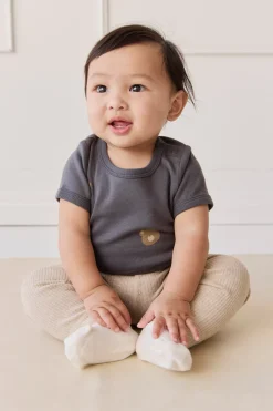 Organic Cotton Hudson Short Sleeve Bodysuit - Bobbie Bears Black Oyster