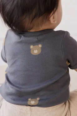 Organic Cotton Hudson Short Sleeve Bodysuit - Bobbie Bears Black Oyster