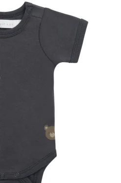 Organic Cotton Hudson Short Sleeve Bodysuit - Bobbie Bears Black Oyster