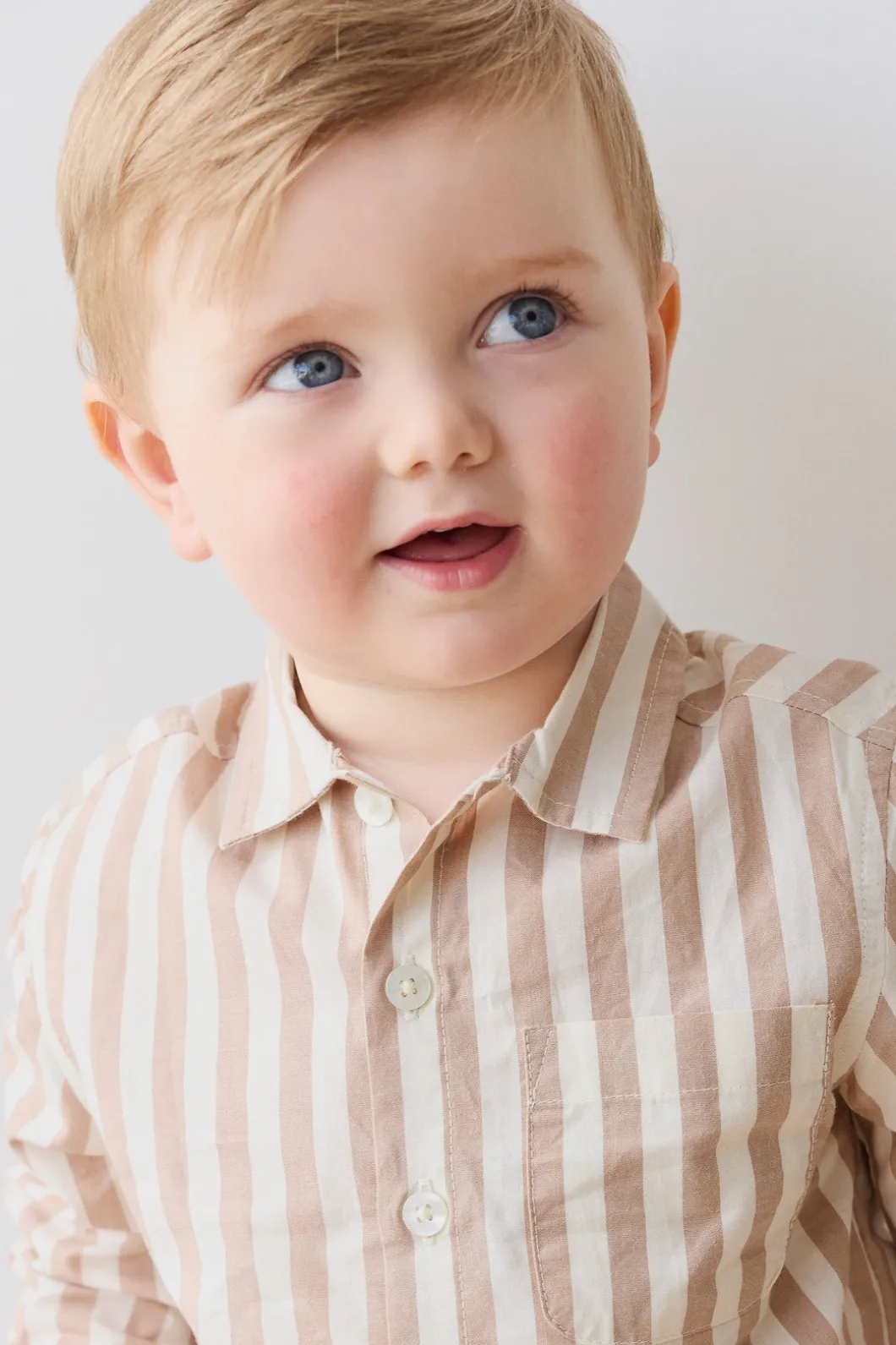Organic Cotton Isaiah Shirt - Vertical Stripe Tiger/Cloud