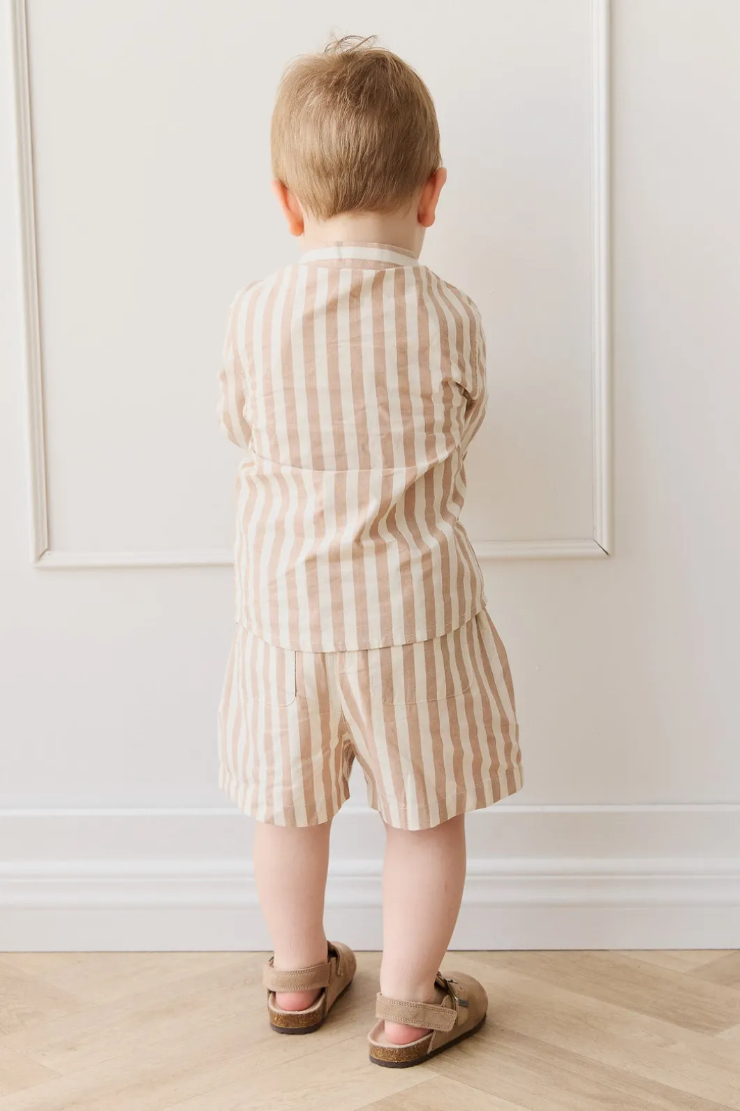 Organic Cotton Isaiah Shirt - Vertical Stripe Tiger/Cloud