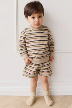 Organic Cotton Jalen Oversized Jumper - Raynor Stripe Pale Khaki