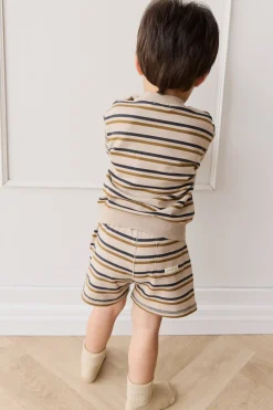 Organic Cotton Jalen Oversized Jumper - Raynor Stripe Pale Khaki