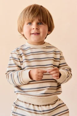 Organic Cotton Jalen Oversized Jumper - Raynor Stripe North Sea