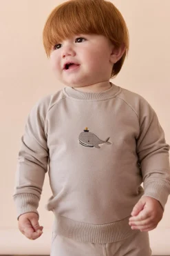 Organic Cotton Jermaine Sweatshirt - Hazy Taupe Whale