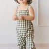 Organic Cotton Kingston Overall - Gingham Grape Leaf