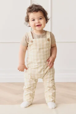 Organic Cotton Kingston Overall - Gingham Pale Khaki
