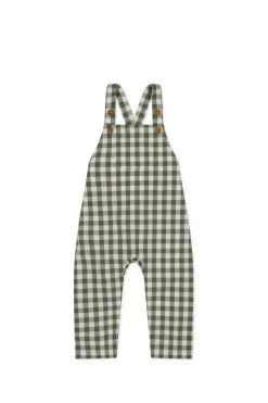 Organic Cotton Kingston Overall - Gingham Grape Leaf
