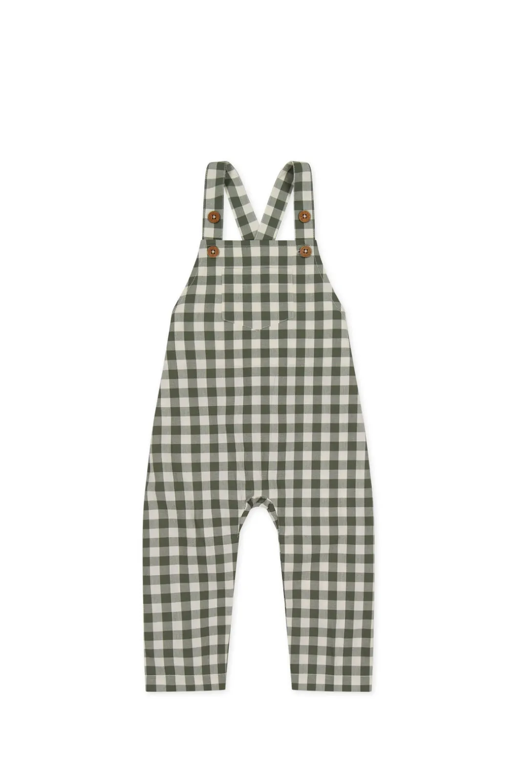 Organic Cotton Kingston Overall - Gingham Grape Leaf