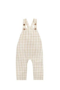 Organic Cotton Kingston Overall - Gingham Pale Khaki