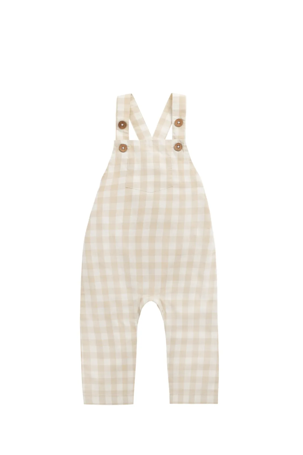 Organic Cotton Kingston Overall - Gingham Pale Khaki