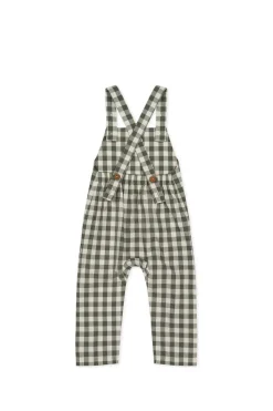 Organic Cotton Kingston Overall - Gingham Grape Leaf