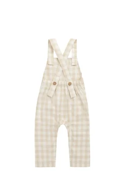 Organic Cotton Kingston Overall - Gingham Pale Khaki