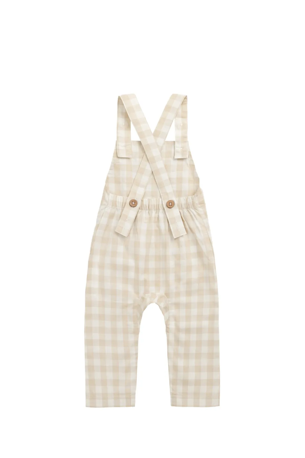 Organic Cotton Kingston Overall - Gingham Pale Khaki