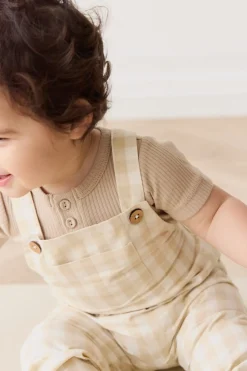 Organic Cotton Kingston Overall - Gingham Pale Khaki