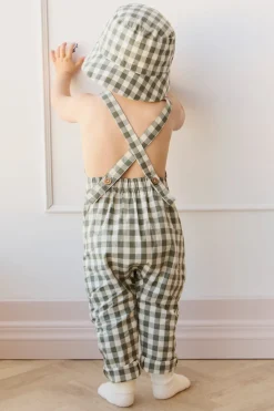 Organic Cotton Kingston Overall - Gingham Grape Leaf