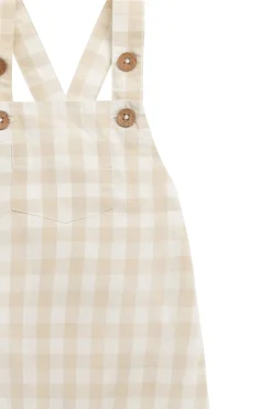 Organic Cotton Kingston Overall - Gingham Pale Khaki