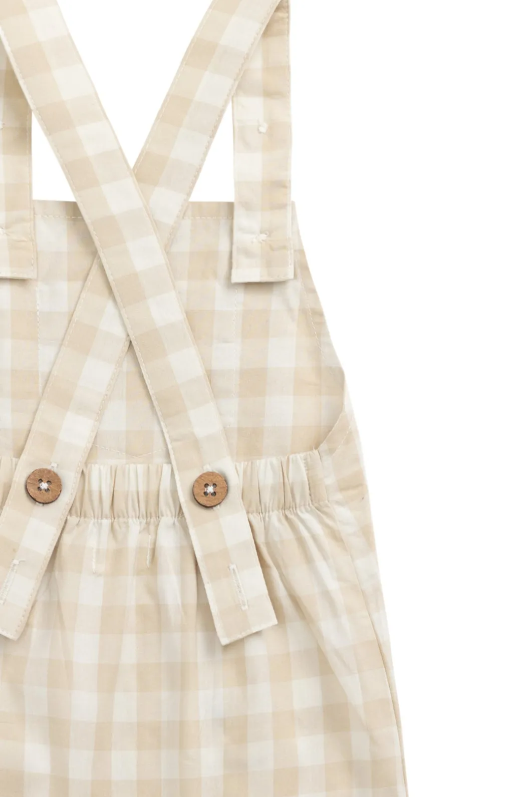 Organic Cotton Kingston Overall - Gingham Pale Khaki