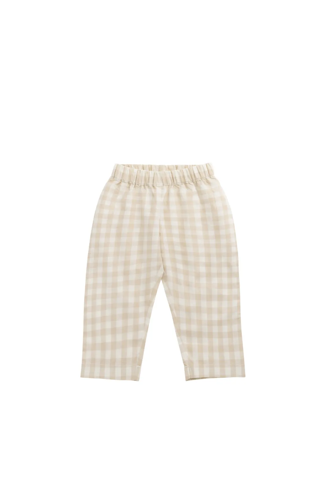 Organic Cotton Kingston Pant - Gingham Pale Khaki