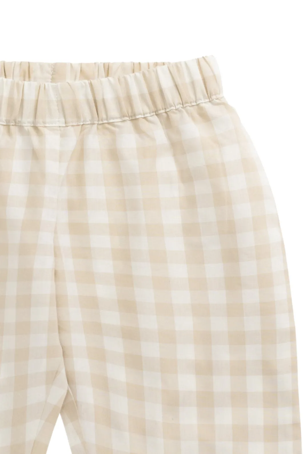 Organic Cotton Kingston Pant - Gingham Pale Khaki
