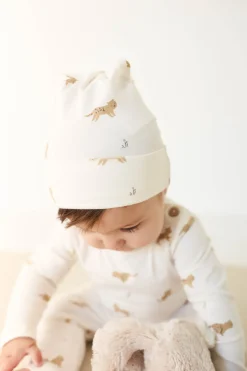 Organic Cotton Knot Beanie - Lenny Leopard Cloud