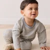 Organic Cotton Levi Long Sleeve Top - Narrow Stripe Dawn/Cassava