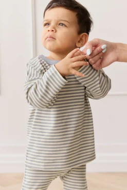 Organic Cotton Levi Long Sleeve Top - Narrow Stripe Dawn/Cassava