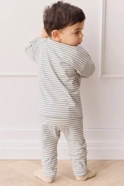 Organic Cotton Levi Long Sleeve Top - Narrow Stripe Dawn/Cassava
