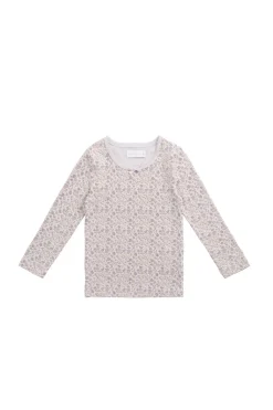 Organic Cotton Long Sleeve Top - Amber Floral Lilac Ash