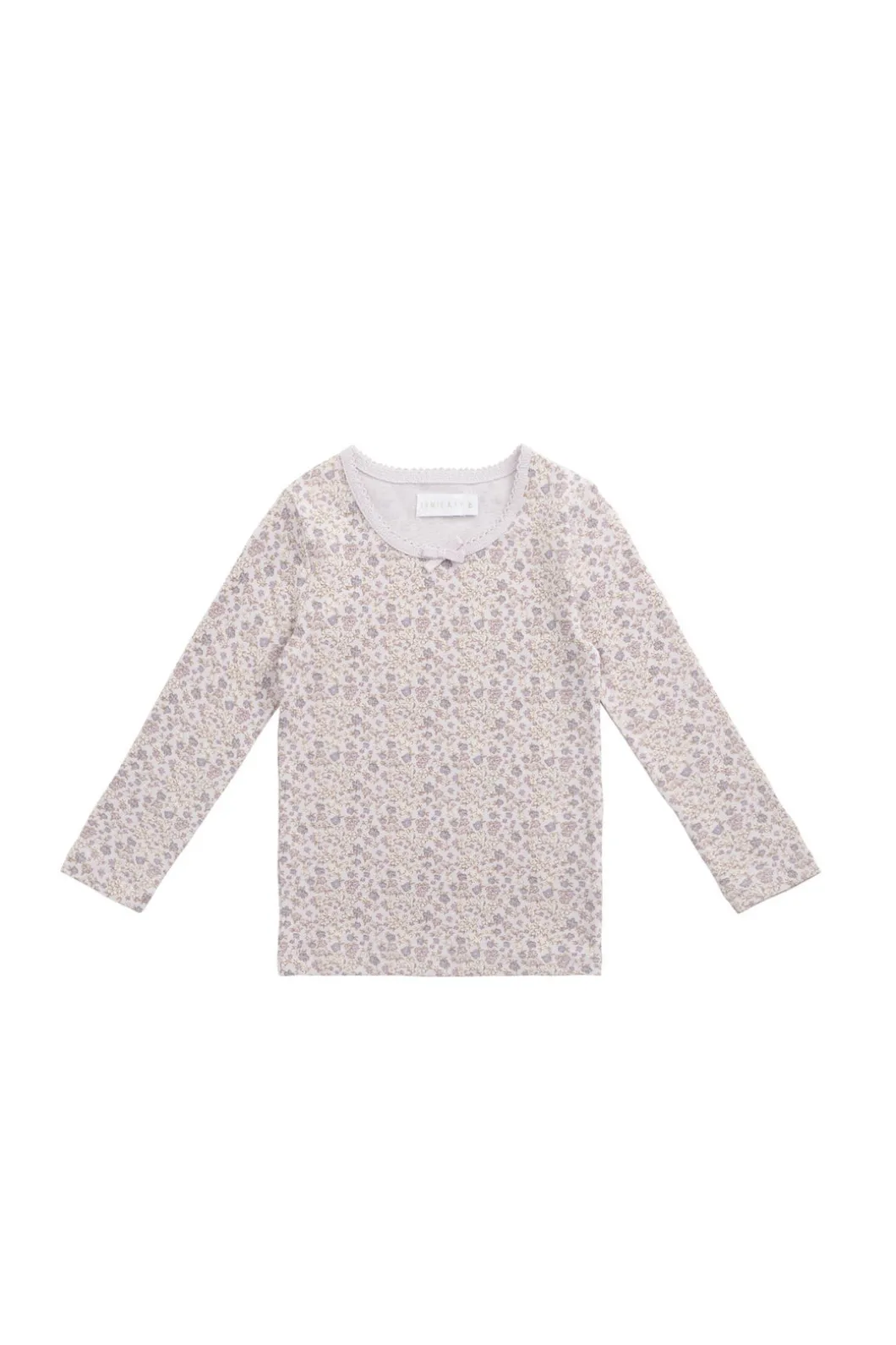 Organic Cotton Long Sleeve Top - Amber Floral Lilac Ash